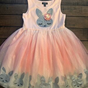 Easter Pink and Silver Bunny Tulle Dress